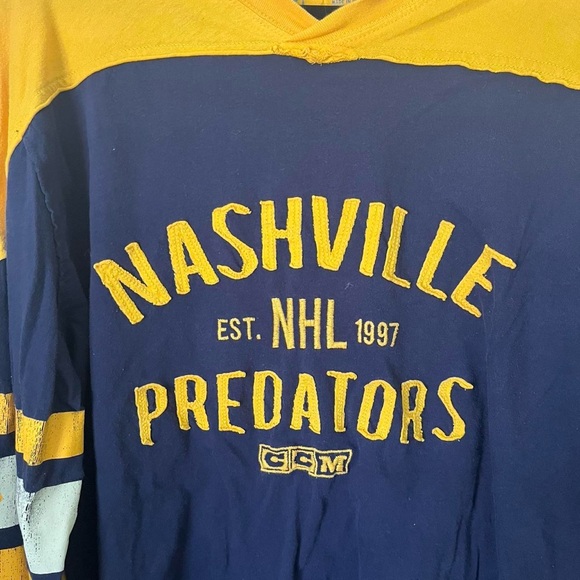 CCM Nashville Predators Navy and Yellow Shirt - Picture 2 of 5